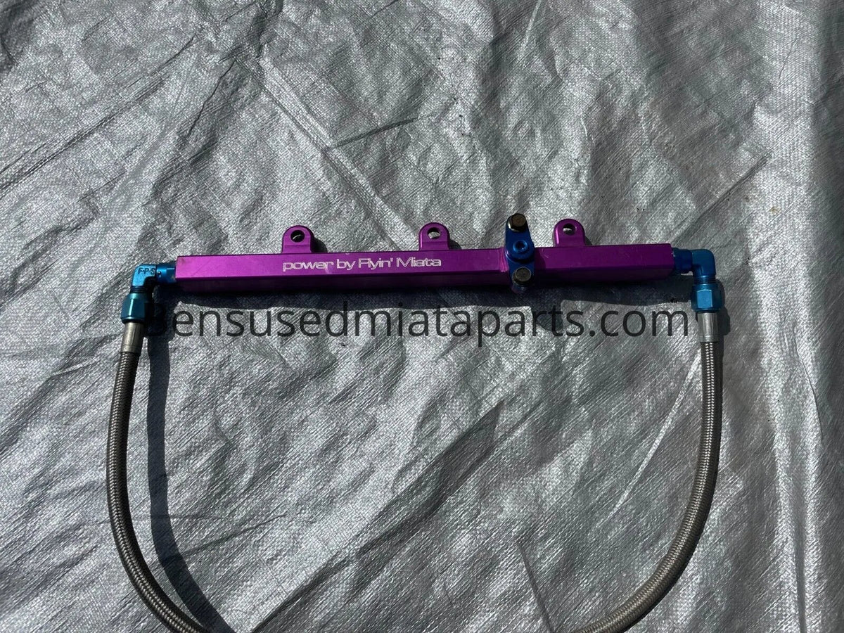 Flyin' Miata dual feed fuel rail with stainless steel feed lines for N