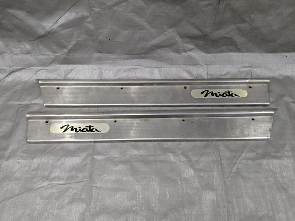 1990-1997 Mazda Miata OEM Metal Chrome Door Sill Left Right Set NA 90-97 92NAPZ — Mazda Miata MX-5 OEM part product photo