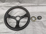 NRG Reinforced 350MM 3" Deep Dish Spoke Red Stitching Suede Grip Steering Wheel — Mazda Miata OEM used part product photo