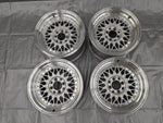 JNC Mesh Wheel 15x8 +20 4x100 Silver with Polished Lip –  JNC004 — Mazda Miata MX-5 OEM part product photo