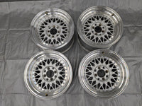 JNC Mesh Wheel 15x8 +20 4x100 Silver with Polished Lip –  JNC004 — Mazda Miata MX-5 OEM part product photo