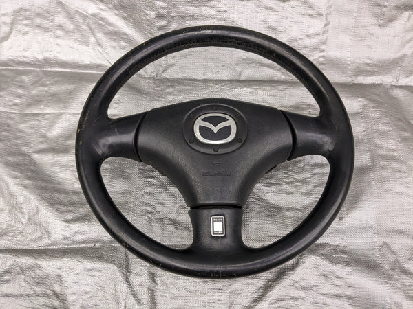 99-05 MAZDA MIATA BLACK LEATHER STEERING WHEEL 01NB18J 1999-2005