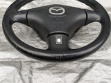 99-05 MAZDA MIATA BLACK LEATHER STEERING WHEEL 01NB18J 1999-2005