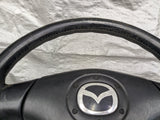 99-05 MAZDA MIATA BLACK LEATHER STEERING WHEEL 01NB18J 1999-2005